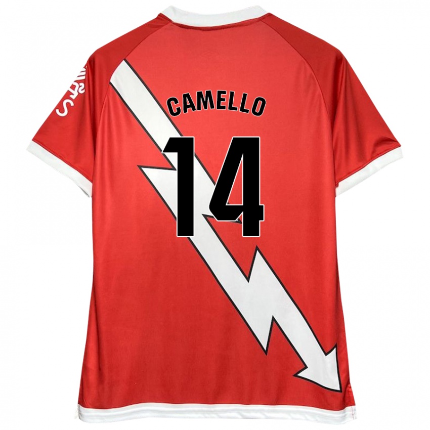 Niño Camiseta Sergio Camello #14 Blanco Rojo 1ª Equipación 2024/25 La Camisa