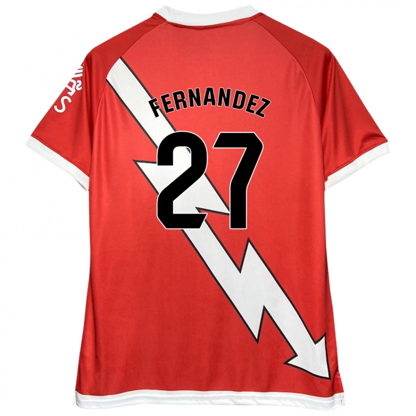 Niño Camiseta Pelayo Fernandez #27 Blanco Rojo 1ª Equipación 2024/25 La Camisa