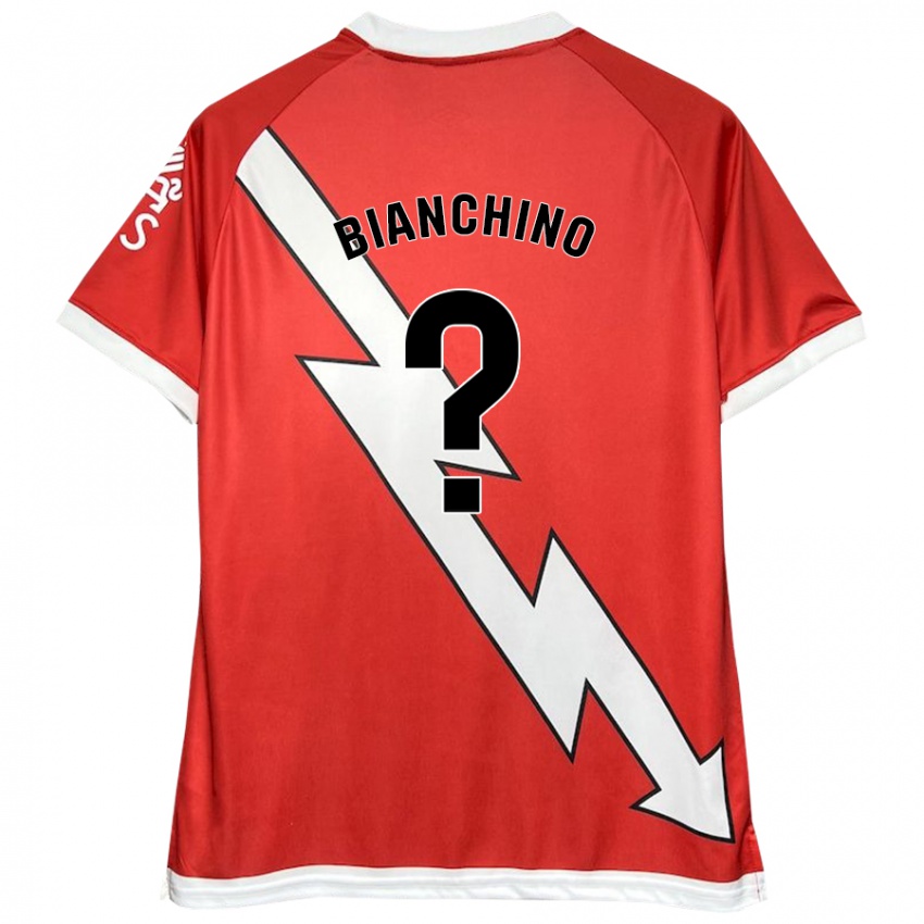 Niño Camiseta Nicolò Bianchino #0 Blanco Rojo 1ª Equipación 2024/25 La Camisa