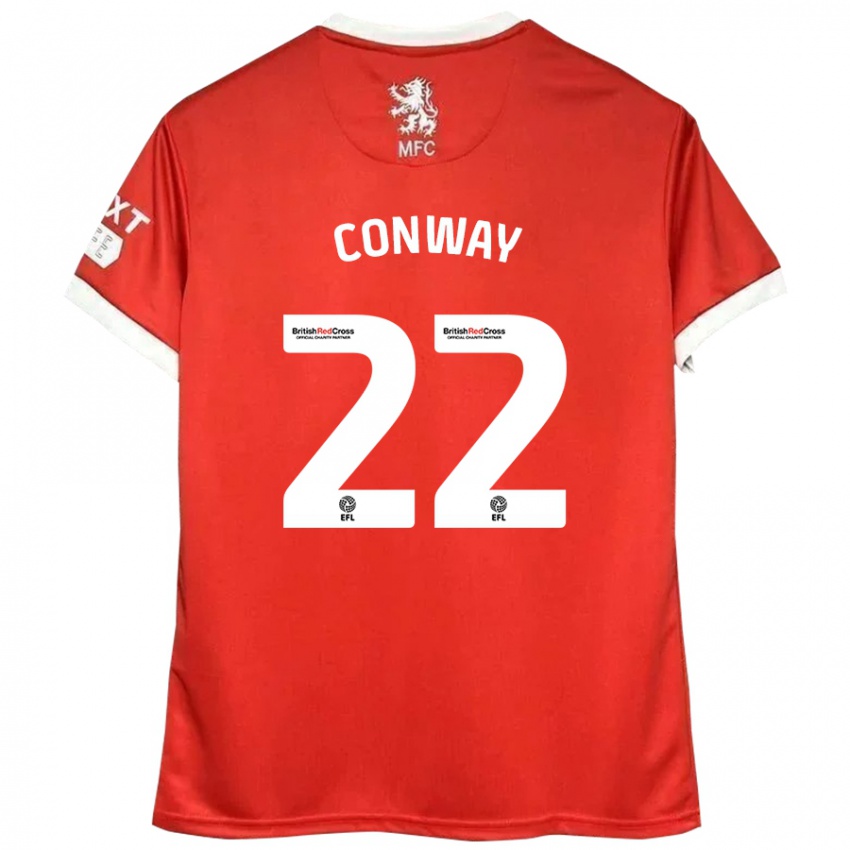 Niño Camiseta Tommy Conway #22 Rojo Blanco 1ª Equipación 2024/25 La Camisa