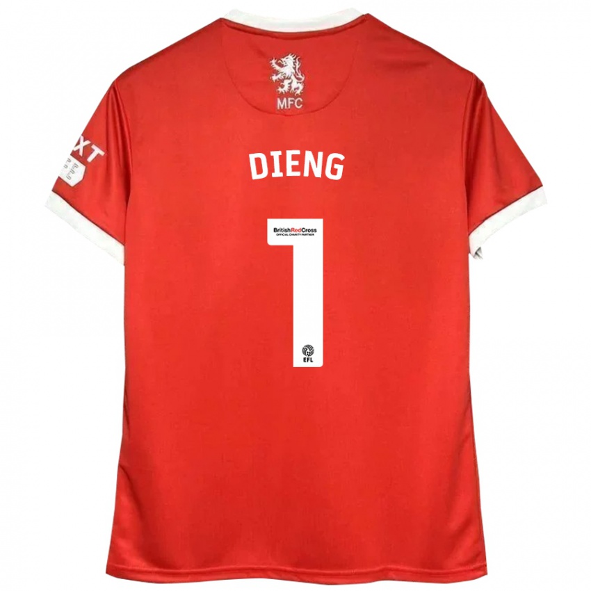 Niño Camiseta Seny Dieng #1 Rojo Blanco 1ª Equipación 2024/25 La Camisa