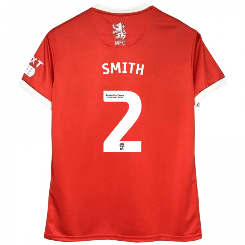 Niño Camiseta Tommy Smith #2 Rojo Blanco 1ª Equipación 2024/25 La Camisa