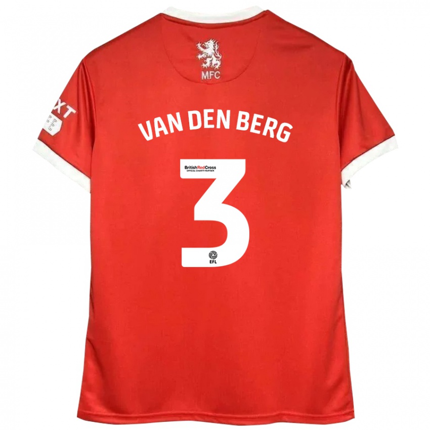 Niño Camiseta Rav Van Den Berg #3 Rojo Blanco 1ª Equipación 2024/25 La Camisa