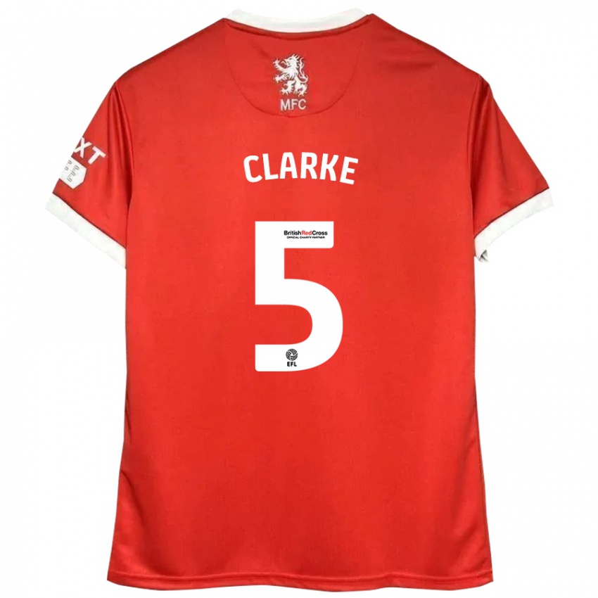 Niño Camiseta Matt Clarke #5 Rojo Blanco 1ª Equipación 2024/25 La Camisa