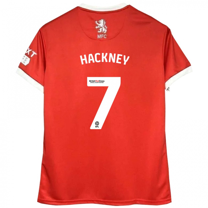 Niño Camiseta Hayden Hackney #7 Rojo Blanco 1ª Equipación 2024/25 La Camisa