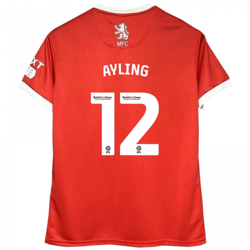 Niño Camiseta Luke Ayling #12 Rojo Blanco 1ª Equipación 2024/25 La Camisa