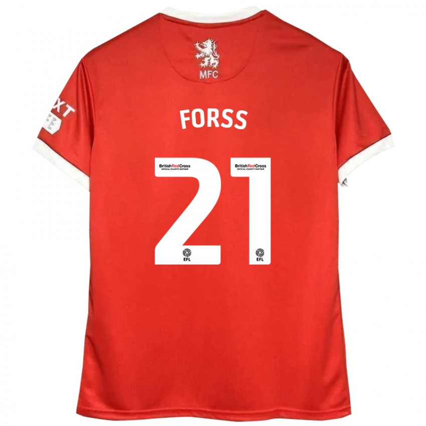 Niño Camiseta Marcus Forss #21 Rojo Blanco 1ª Equipación 2024/25 La Camisa