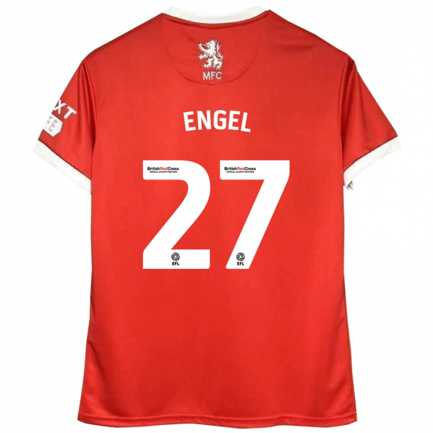 Niño Camiseta Lukas Engel #27 Rojo Blanco 1ª Equipación 2024/25 La Camisa