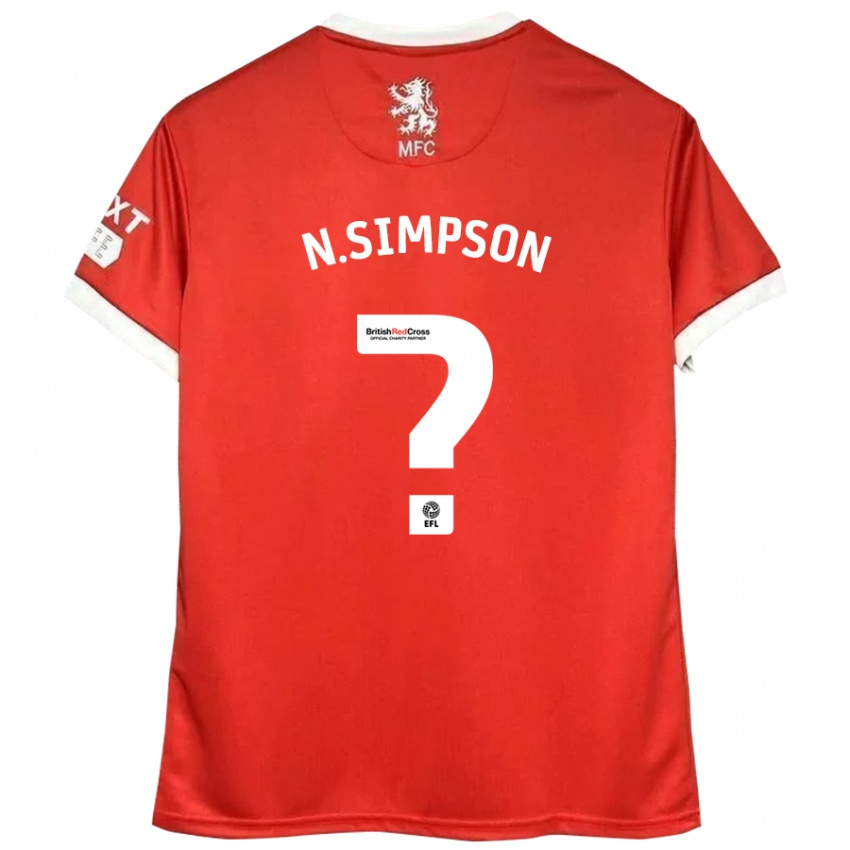 Niño Camiseta Nathan Simpson #0 Rojo Blanco 1ª Equipación 2024/25 La Camisa