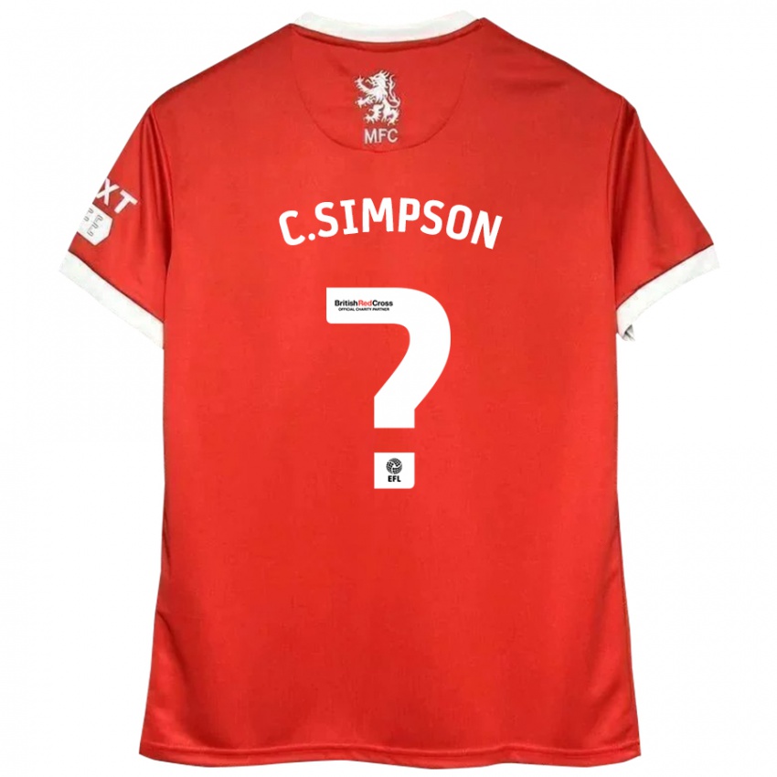 Niño Camiseta Cameron Simpson #0 Rojo Blanco 1ª Equipación 2024/25 La Camisa