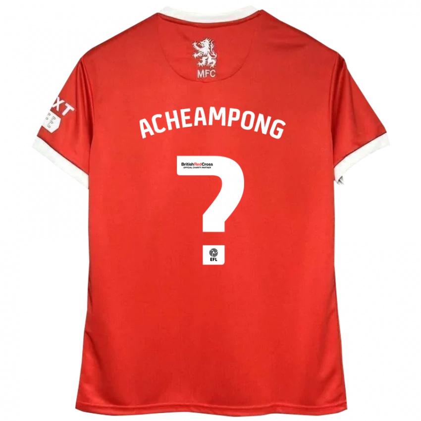 Niño Camiseta Prince Acheampong #0 Rojo Blanco 1ª Equipación 2024/25 La Camisa