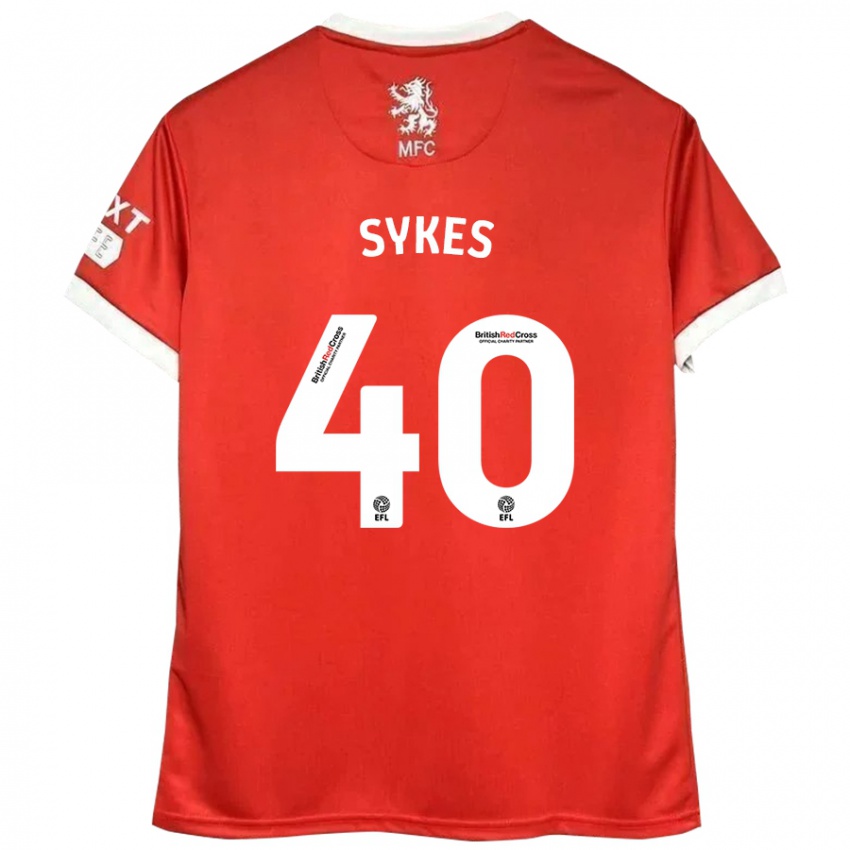 Niño Camiseta Cain Sykes #40 Rojo Blanco 1ª Equipación 2024/25 La Camisa