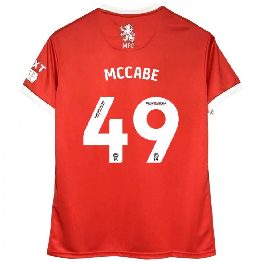 Niño Camiseta Law Mccabe #49 Rojo Blanco 1ª Equipación 2024/25 La Camisa