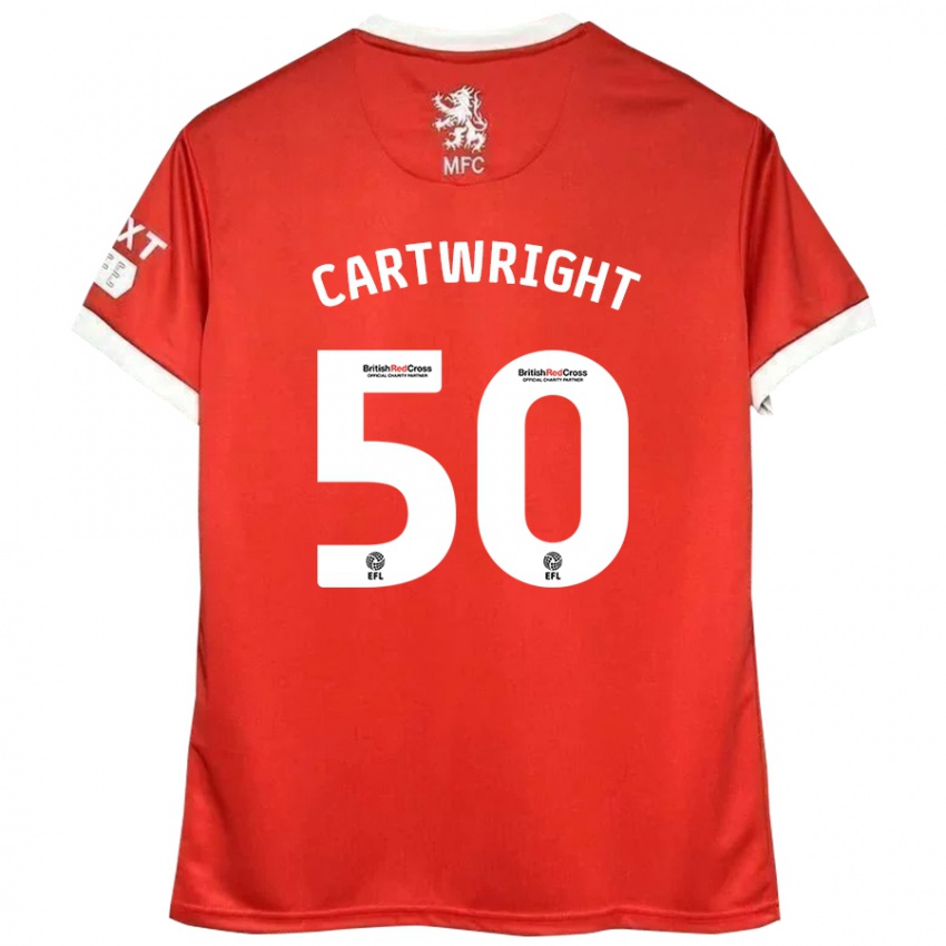 Niño Camiseta Fin Cartwright #50 Rojo Blanco 1ª Equipación 2024/25 La Camisa