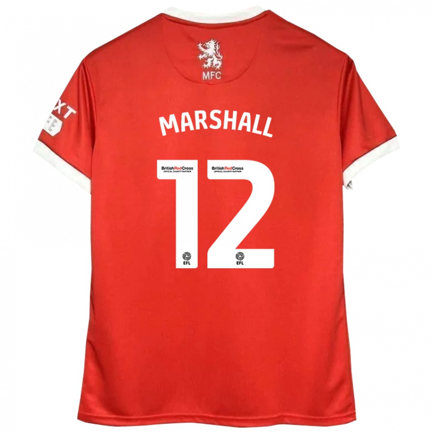 Niño Camiseta Eve Marshall #12 Rojo Blanco 1ª Equipación 2024/25 La Camisa