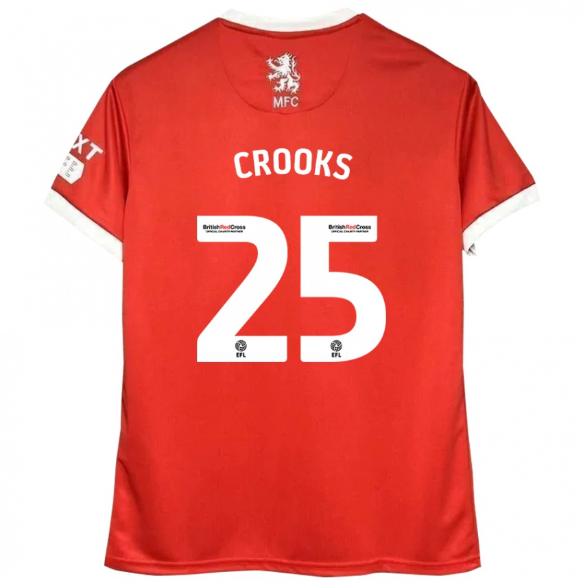 Niño Camiseta Matt Crooks #25 Rojo Blanco 1ª Equipación 2024/25 La Camisa