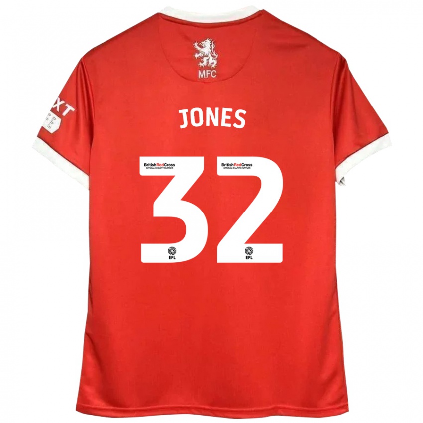 Niño Camiseta Jamie Jones #32 Rojo Blanco 1ª Equipación 2024/25 La Camisa