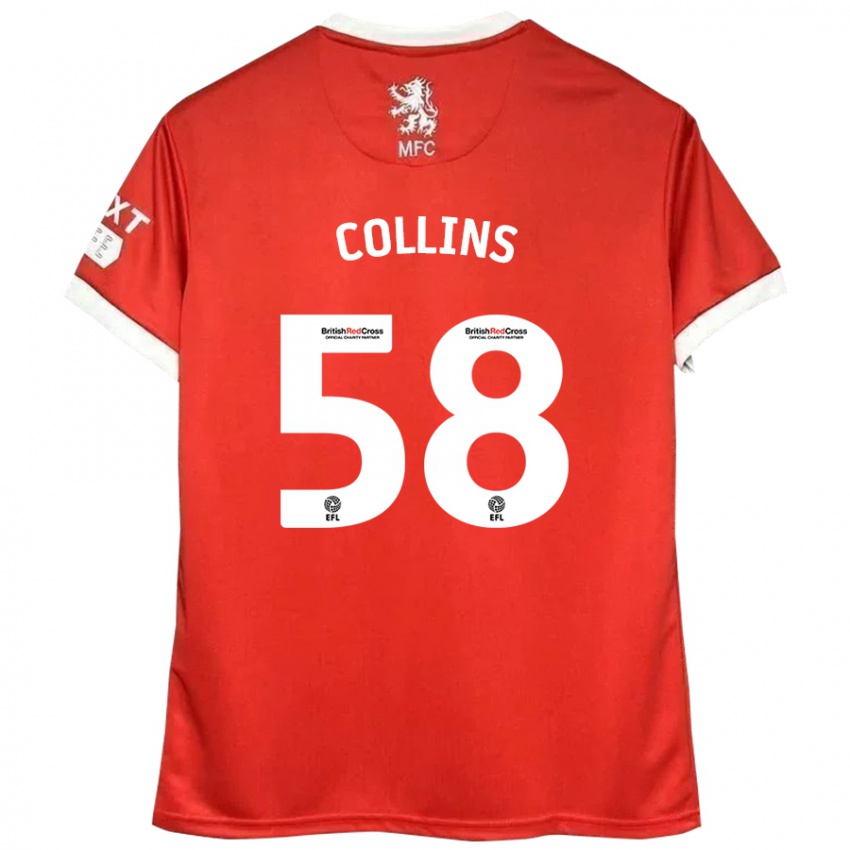 Niño Camiseta Sam Collins #58 Rojo Blanco 1ª Equipación 2024/25 La Camisa