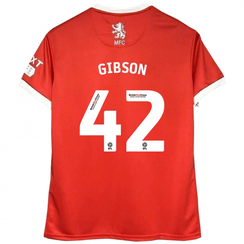 Niño Camiseta Joseph Gibson #42 Rojo Blanco 1ª Equipación 2024/25 La Camisa