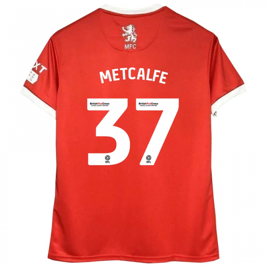 Niño Camiseta Max Metcalfe #37 Rojo Blanco 1ª Equipación 2024/25 La Camisa