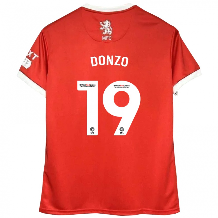 Niño Camiseta Jolie Donzo #19 Rojo Blanco 1ª Equipación 2024/25 La Camisa