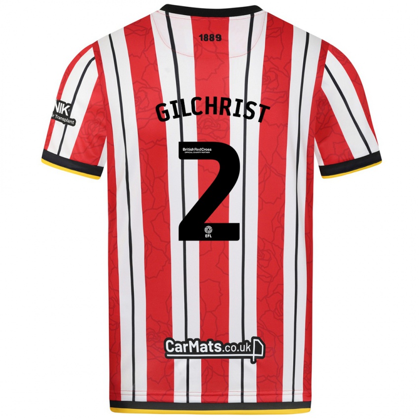 Niño Camiseta Alfie Gilchrist #2 Rojo Blanco Rayas 1ª Equipación 2024/25 La Camisa