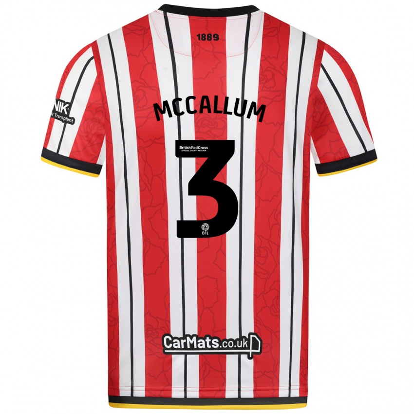 Niño Camiseta Sam Mccallum #3 Rojo Blanco Rayas 1ª Equipación 2024/25 La Camisa