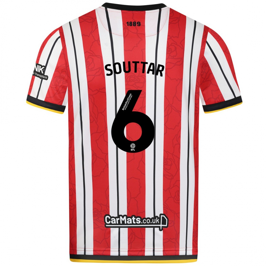 Niño Camiseta Harry Souttar #6 Rojo Blanco Rayas 1ª Equipación 2024/25 La Camisa