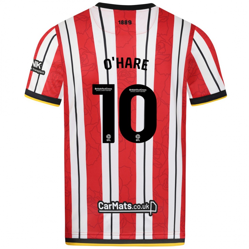 Niño Camiseta Callum O'hare #10 Rojo Blanco Rayas 1ª Equipación 2024/25 La Camisa