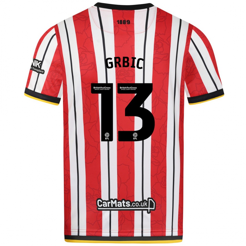 Niño Camiseta Ivo Grbic #13 Rojo Blanco Rayas 1ª Equipación 2024/25 La Camisa