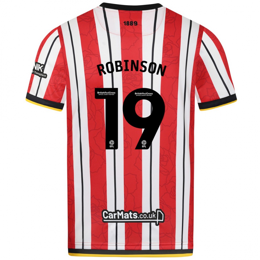 Niño Camiseta Jack Robinson #19 Rojo Blanco Rayas 1ª Equipación 2024/25 La Camisa