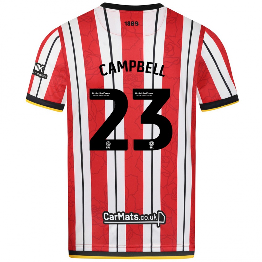 Niño Camiseta Tyrese Campbell #23 Rojo Blanco Rayas 1ª Equipación 2024/25 La Camisa