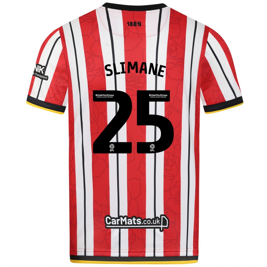 Niño Camiseta Anis Slimane #25 Rojo Blanco Rayas 1ª Equipación 2024/25 La Camisa