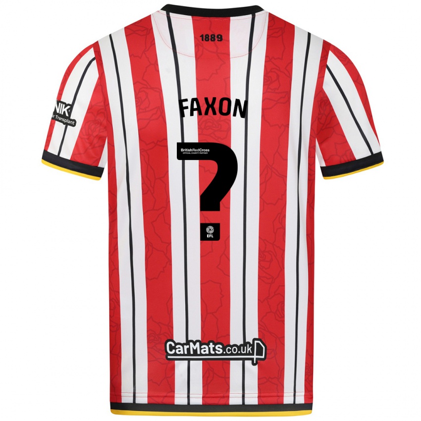 Niño Camiseta Luke Faxon #0 Rojo Blanco Rayas 1ª Equipación 2024/25 La Camisa