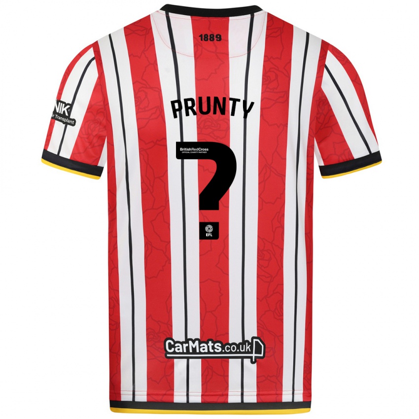 Niño Camiseta Jayden Prunty #0 Rojo Blanco Rayas 1ª Equipación 2024/25 La Camisa