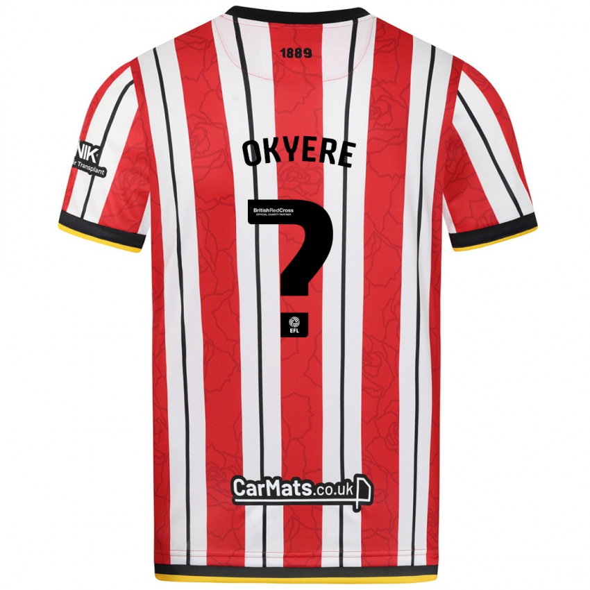 Niño Camiseta Seth Okyere #0 Rojo Blanco Rayas 1ª Equipación 2024/25 La Camisa