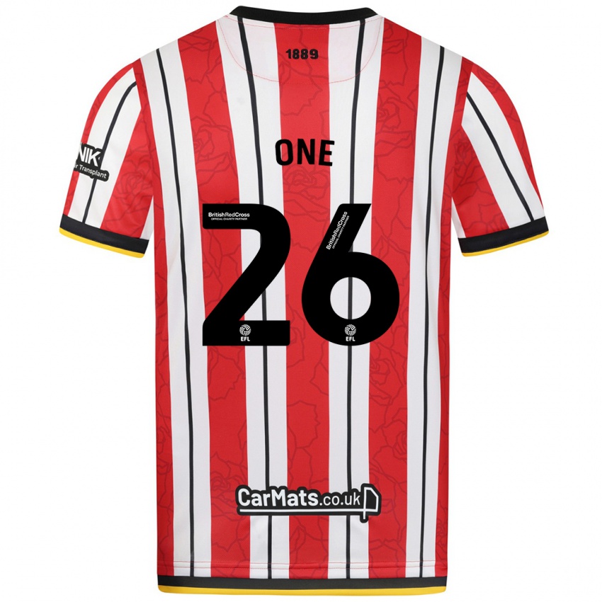 Niño Camiseta Ryan Oné #26 Rojo Blanco Rayas 1ª Equipación 2024/25 La Camisa