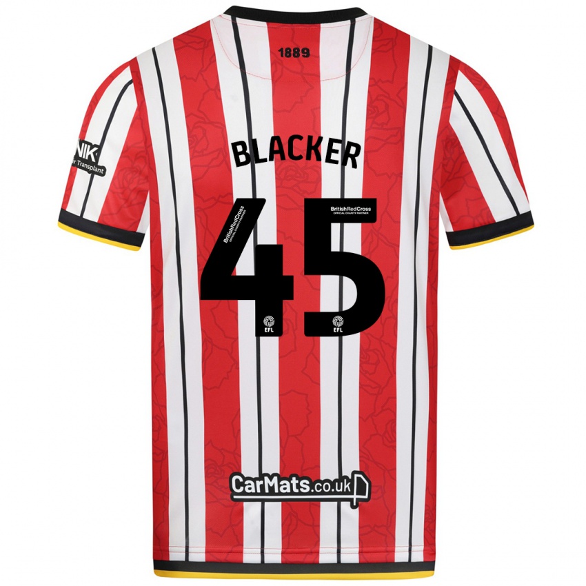 Niño Camiseta Billy Blacker #45 Rojo Blanco Rayas 1ª Equipación 2024/25 La Camisa