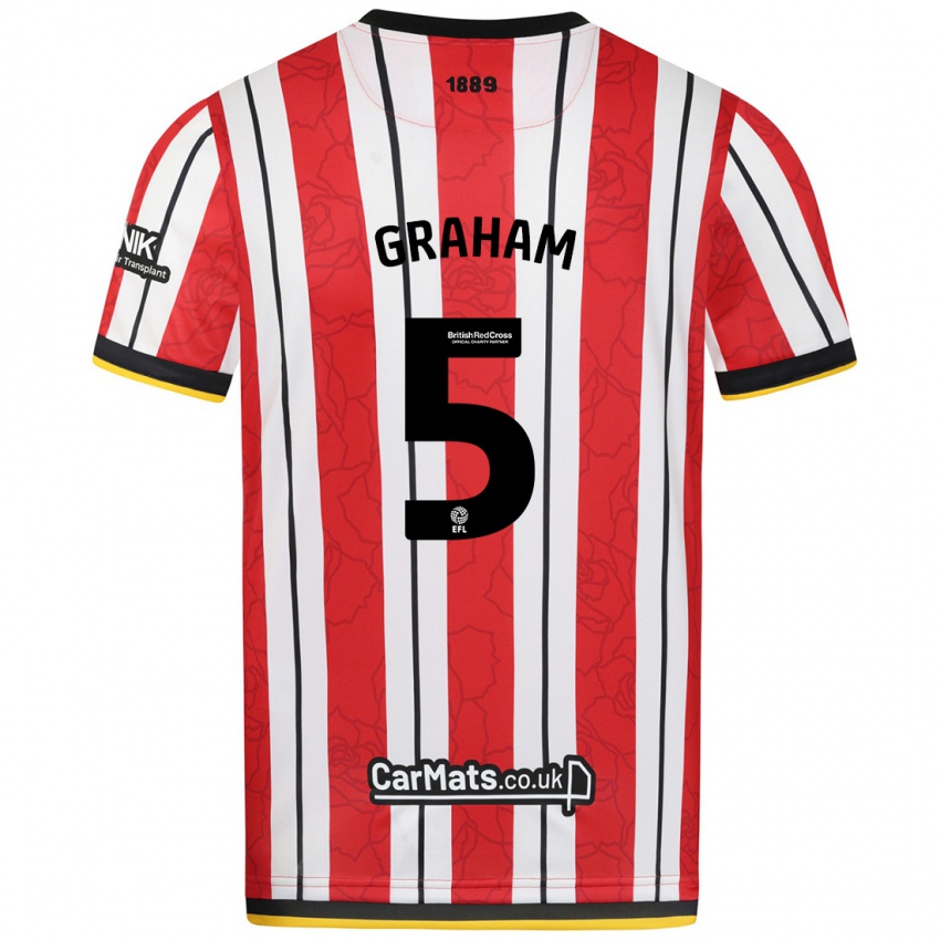 Niño Camiseta Molly Graham #5 Rojo Blanco Rayas 1ª Equipación 2024/25 La Camisa