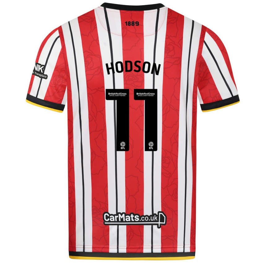 Niño Camiseta Ashley Hodson #11 Rojo Blanco Rayas 1ª Equipación 2024/25 La Camisa