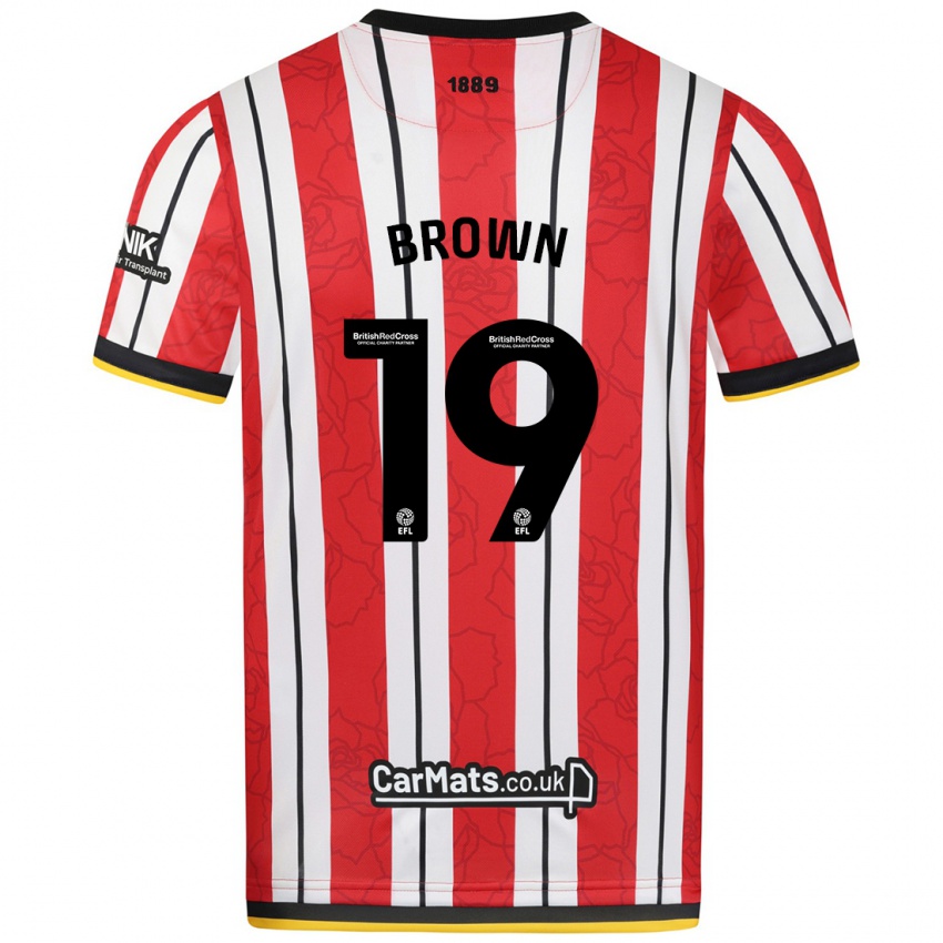 Niño Camiseta Alanta Brown #19 Rojo Blanco Rayas 1ª Equipación 2024/25 La Camisa