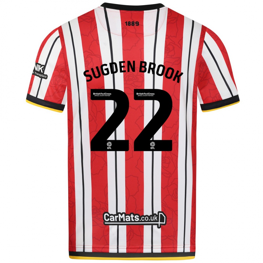 Niño Camiseta Darcie Sugden-Brook #22 Rojo Blanco Rayas 1ª Equipación 2024/25 La Camisa