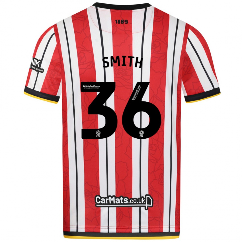 Niño Camiseta Joshua Smith #36 Rojo Blanco Rayas 1ª Equipación 2024/25 La Camisa