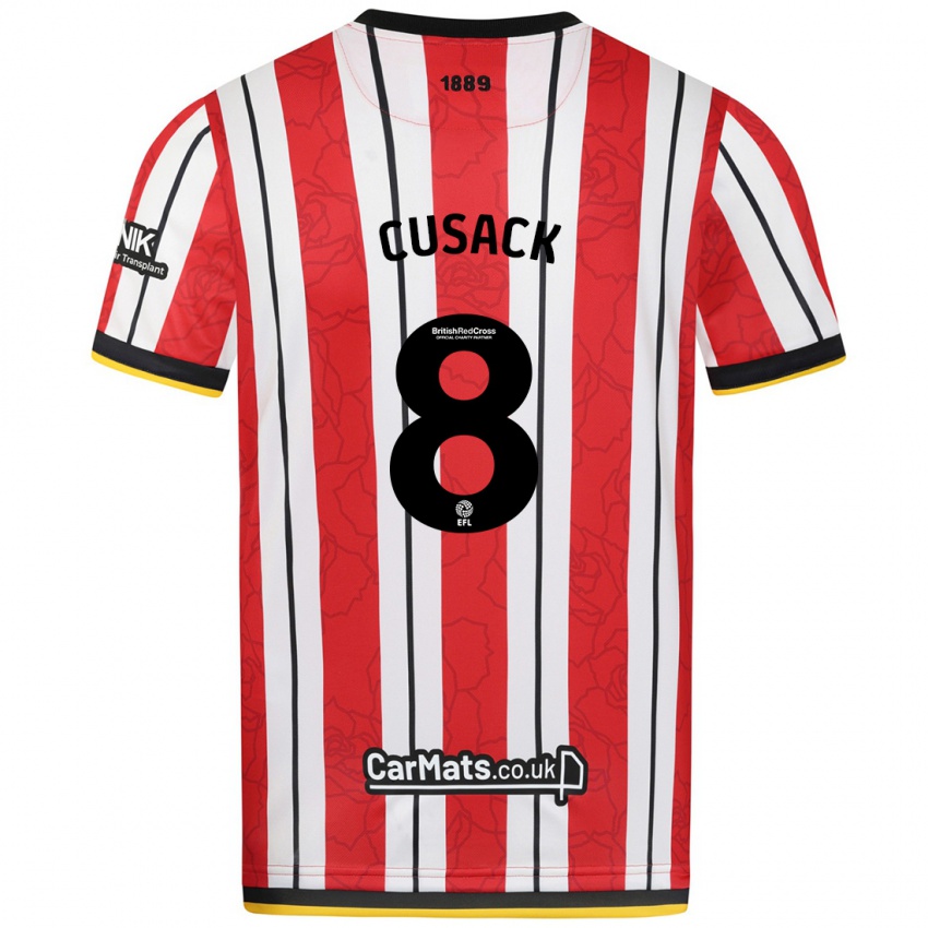 Niño Camiseta Maddy Cusack † #8 Rojo Blanco Rayas 1ª Equipación 2024/25 La Camisa