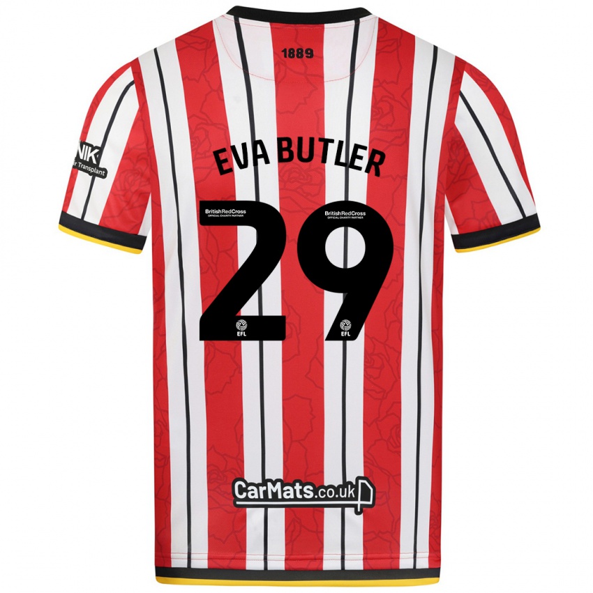 Niño Camiseta Eva Butler #29 Rojo Blanco Rayas 1ª Equipación 2024/25 La Camisa