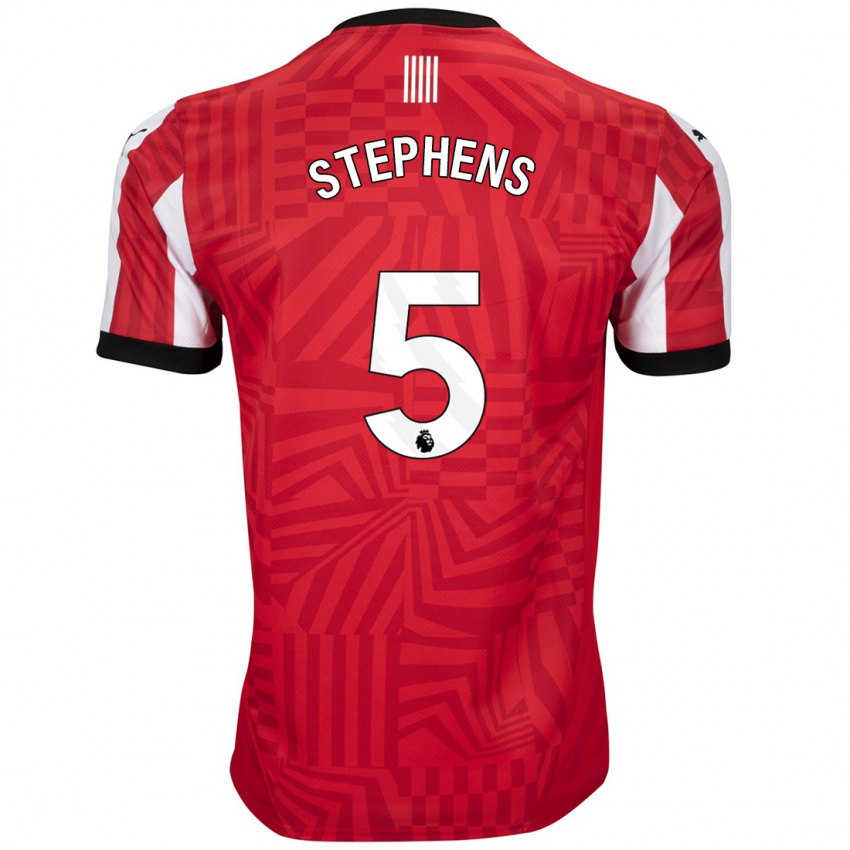 Niño Camiseta Jack Stephens #5 Rojo Blanco 1ª Equipación 2024/25 La Camisa