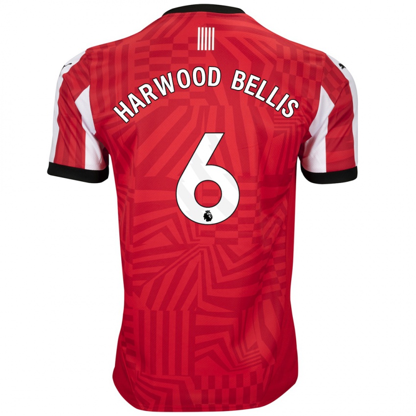 Niño Camiseta Taylor Harwood-Bellis #6 Rojo Blanco 1ª Equipación 2024/25 La Camisa