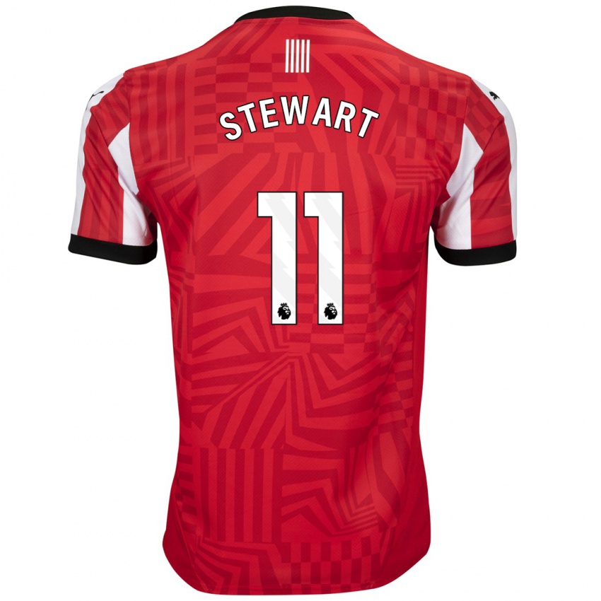 Niño Camiseta Ross Stewart #11 Rojo Blanco 1ª Equipación 2024/25 La Camisa