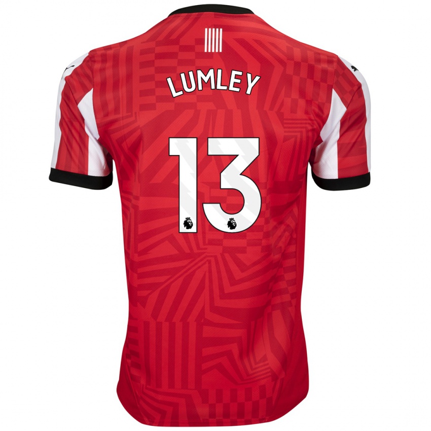 Niño Camiseta Joe Lumley #13 Rojo Blanco 1ª Equipación 2024/25 La Camisa