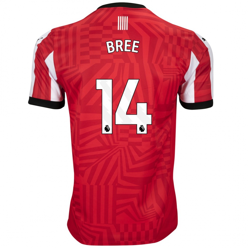 Niño Camiseta James Bree #14 Rojo Blanco 1ª Equipación 2024/25 La Camisa